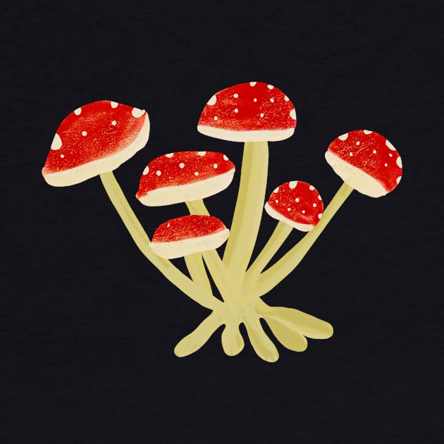 Cottagecore Red Mushrooms by HabitudeSupplyCo